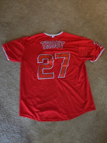 Mike Trout Men's Majestic Size 52 Cool Base Angels Stitched Replica Jersey Red