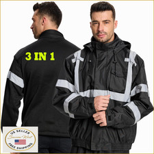 SRsafety Hi-Vis 3-in-1 Waterproof Reflective Men's Work Jacket ANSI 3 Fleece
