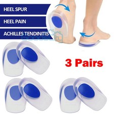 3pcs Blue Half Insoles Gel Orthotic Sport Heel Cup Insert Heel Lifts Support Cup