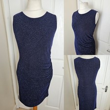 Roman Glitter Midi Dress Size 14 Blue Stretch Party Evening