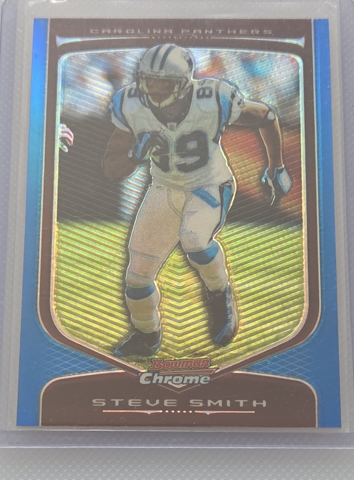#77/150 2009 Bowman Chrome Steve Smith Blue Refractor Panthers #68
