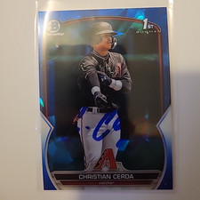 Christian Cerda Signed 2023 Bowman Sapphire Baseball Card Az Diamondbacks BCP-56