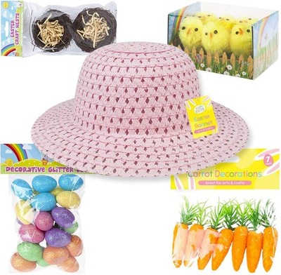Rosa Ostern Haube Kit Zum Selbermachen Ostereier Küken Hut selber machen Stick Spaß Basteln