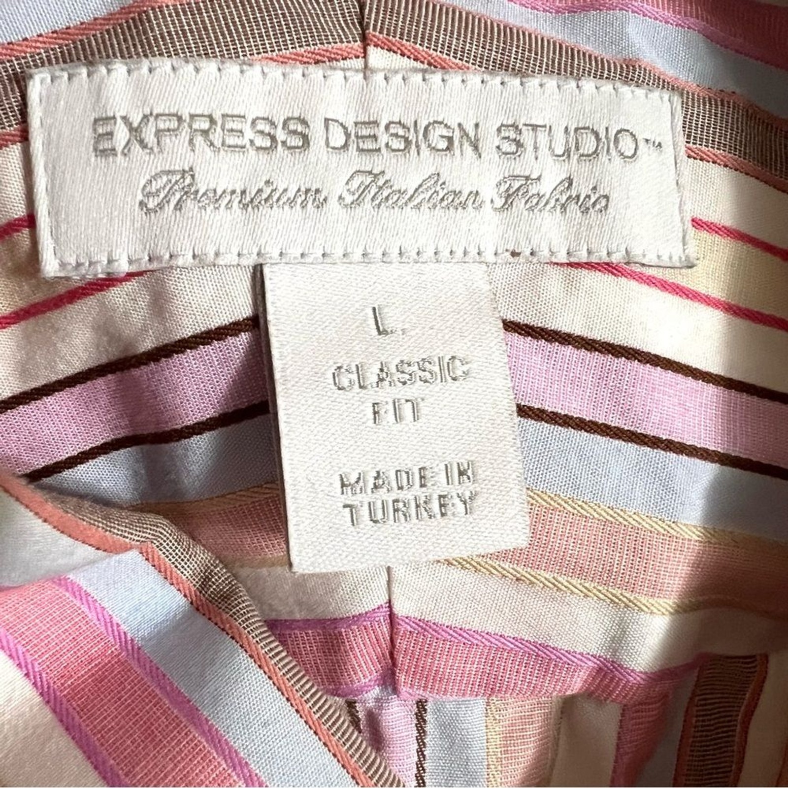 Express Men Striped Multicolor Button Down Shirt … - image 4