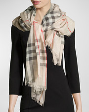 $475.00  Burberry Giant Check Gauze Scarf  87...