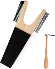 Wooden Boot Jack,Shoe Puller Remover with Brush and Scraper,Include 