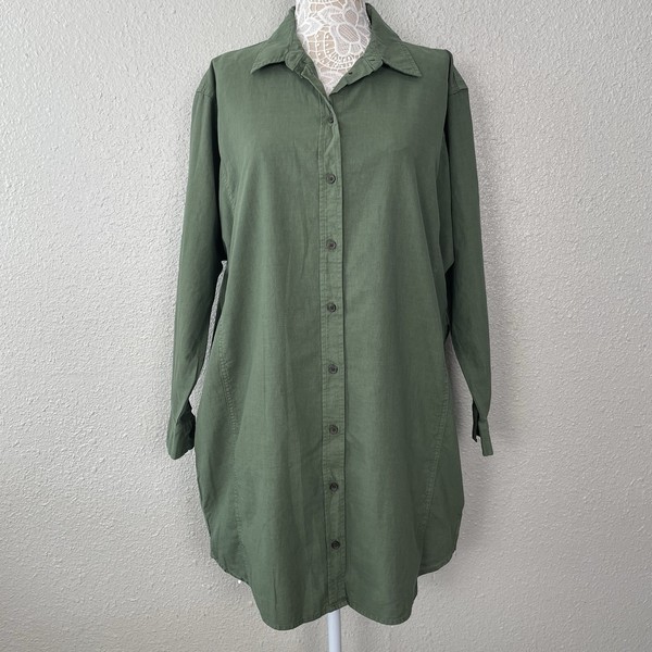 Vestido Camisa Universal Thread Guayabera Talla Grande Oliva Gran Tamaño Resort Fin de Semana