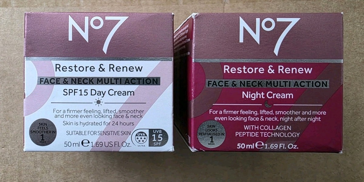 No7 Restore and Renew Face Neck Multi Action Day SPF15 Night