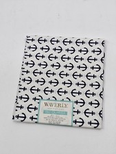 Waverly White Navy Blue Small Anchors Fat Quarter / 18" x 21" 100 Cotton Fabric