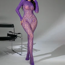 Womens Fishnet Full Body Bodystockings Stretchy Sheer Bodysuit Jumpsuit Lingerie