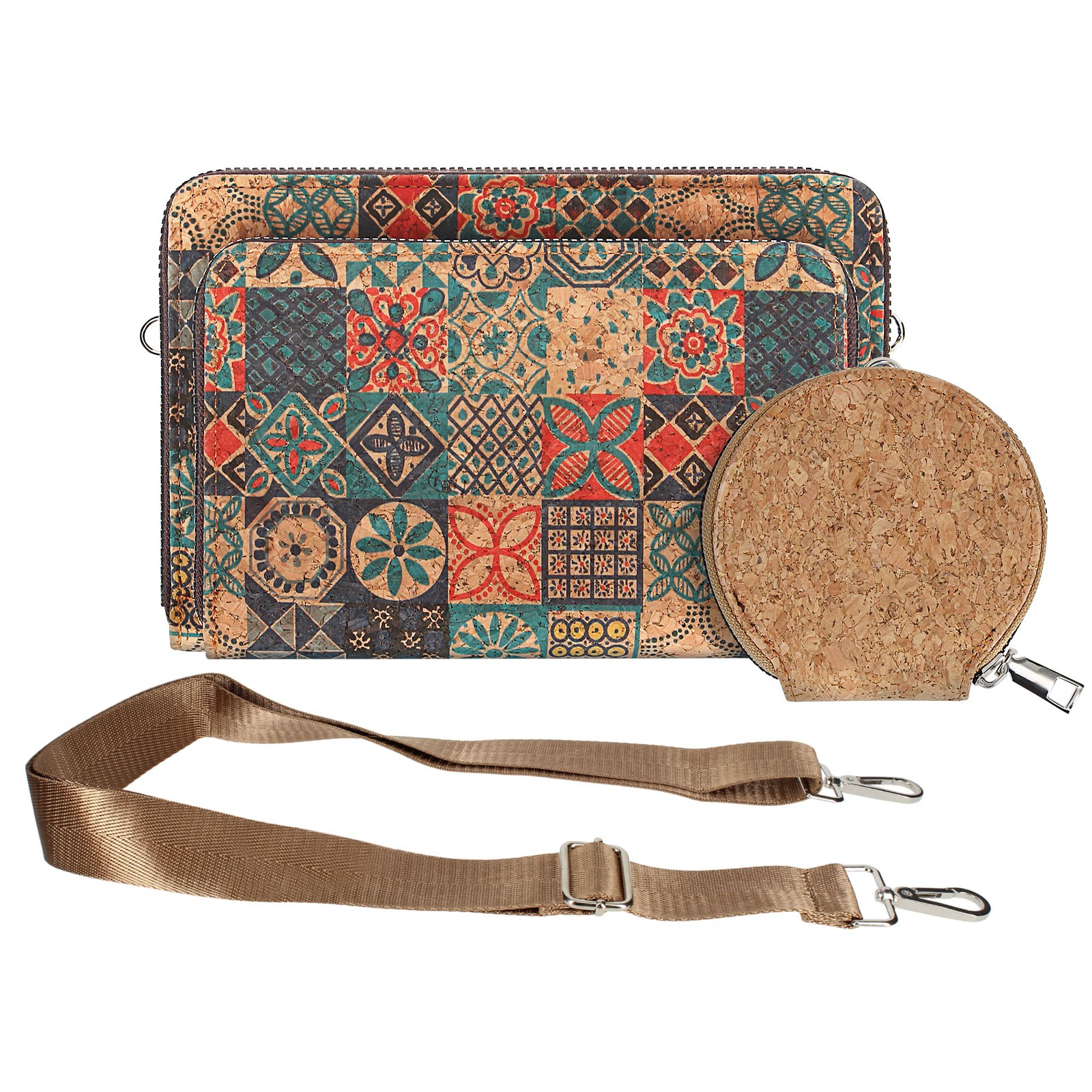 Pochette liège bandoulière sac à main écoresponsable femme à fermeture éclair