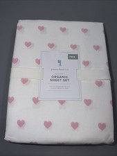 Pottery Barn - Heart -Organic Cotton Sheet Set -Twin-New