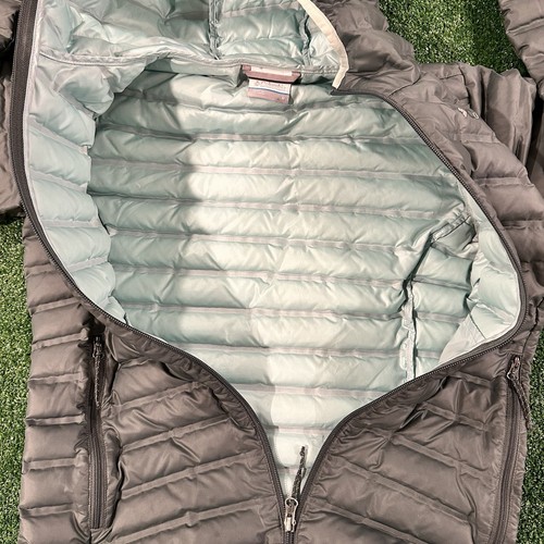 Columbia Puffer Jacket/Coat Girls Small Hooded Quilted Pockets Gray Teal Inside - Picture 13 of 18