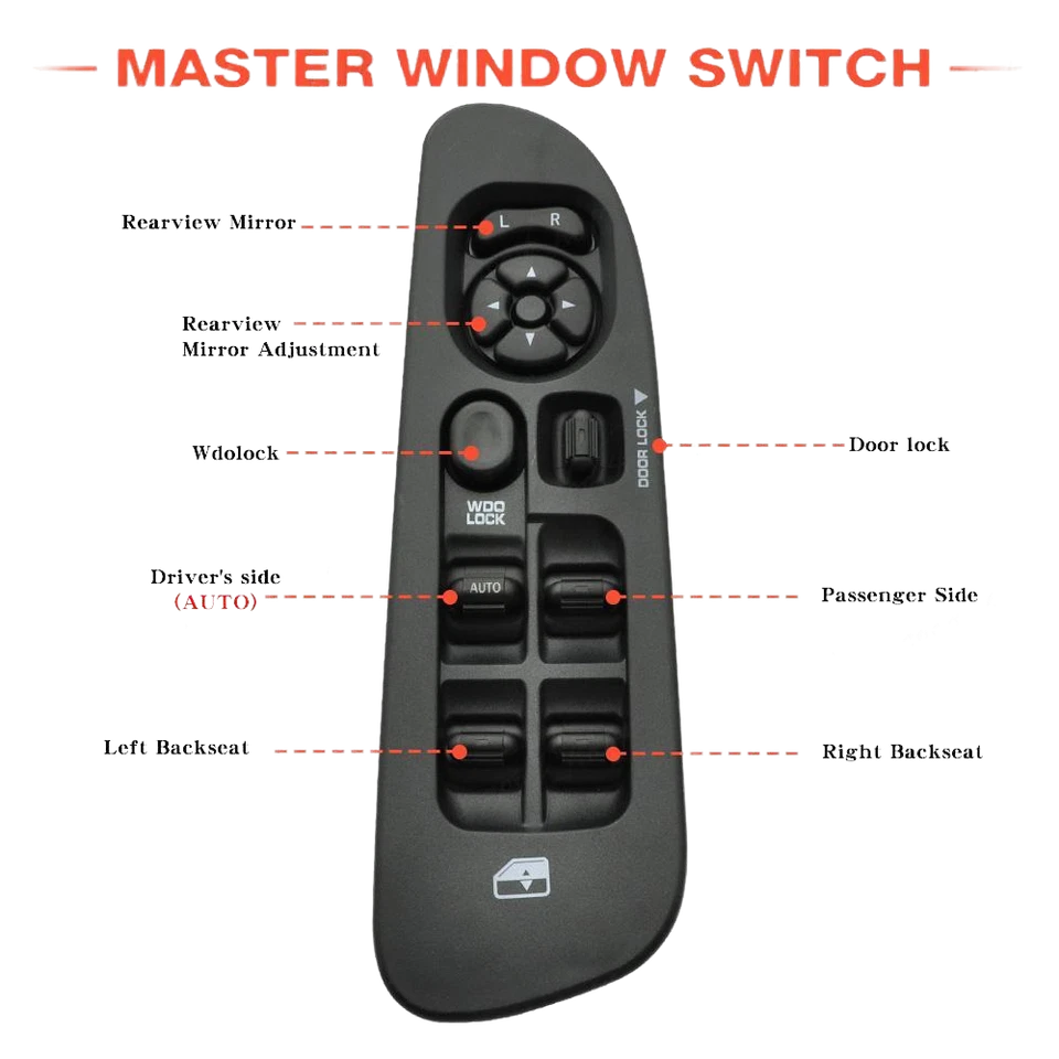 Driver Door Window Switch Panel Control&Bezel For 02-10 Dodge Ram 1500 2500 3500 - Image 2 of 4