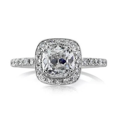 14K White Gold Cushion Cut Lab Grown Solitaire Ring for Women 1.7 Carat