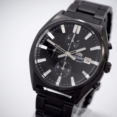 339 Working ORIENT Watch Men s Chronograph Cut Glass Black