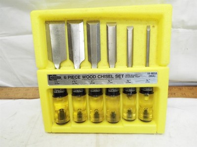 Stanley # 60 Wood Chisels Woodworking Carpenter Tool Plastic Holder 1/4 - 1-1/2