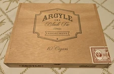 Argyle Black Tie Assortment Wooden Cigar Box Empty Hinged Lid