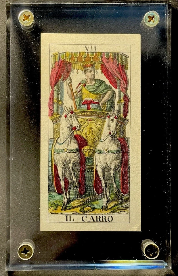 c1835 The Chariot Tarot Playing Card Tarocchi Gumppenberg Italian Major Arcana - Image 4 of 4