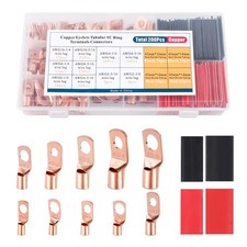 200PCS Copper Wire Lugs AWG12 10 8 6 4 2 with Heat Shrink Set, Battery Cable ...