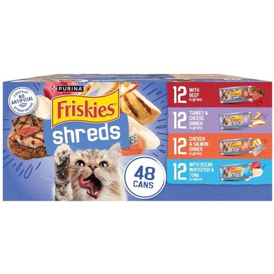 Purina Shreds Cat Food Pack - Beef, Turkey, Chicken - 48 ct