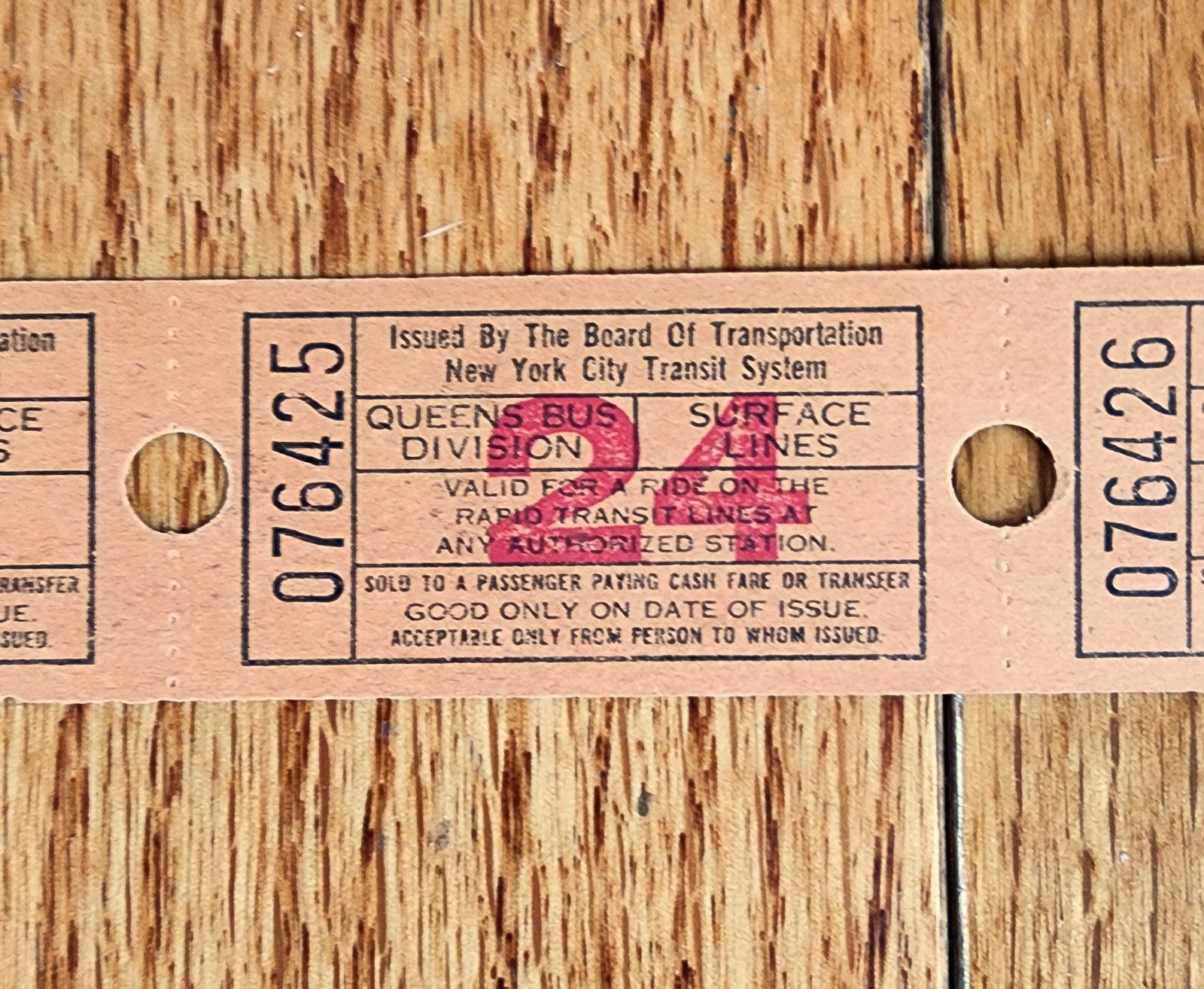 NYCTA NYCTS NYC QUEENS BUS DIVISION SURFACE LINES RAPID TRANSIT SUBWAY TICKET