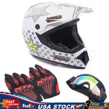 Helmet w/Goggles+Gloves For Motorcycle Adult Motocross MX ATV Dirt Bike Off-Road