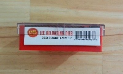 Lee Reloading 3 Die Set;  360 Buckhammer w/Shell Holder;  92034