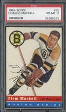 1954-55 TOPPS #36 FLEMING MACKELL PSA 8 BRUINS