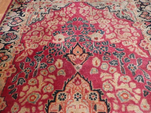 2'7 x 4'10 Hand Knotted Red Antique Sarouk Oriental Rug G1544 - Picture 4 of 5