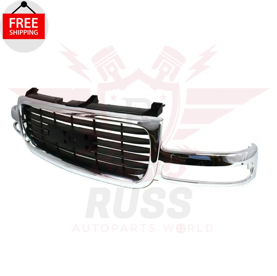New Front Grille Chrome shell Black insert Fits 2000-2006 GMC Yukon GM1200430 Foto 3 de 4