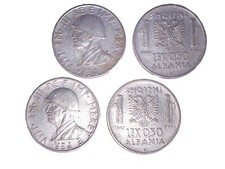 Four 1939 - 1941 Albania KM30 .50 Lek