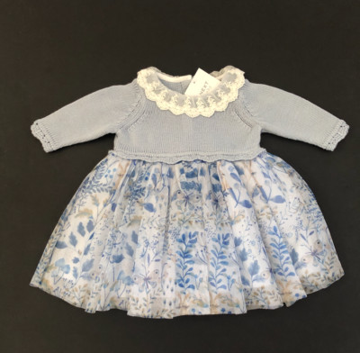 Baby Mädchen Next blau Blumen Kleid 6/9 Monate
