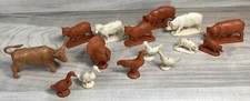 Auburn Rubber Farm Play Set Farm Animals 15 Pieces Red White Vintage