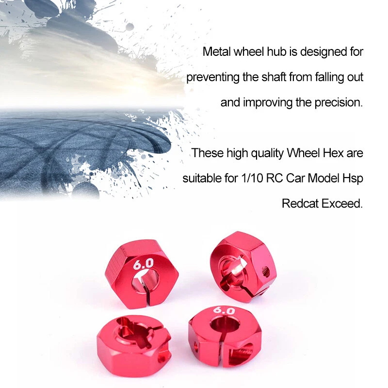 4x 6mm Wheel Hex 12mm Drive+Pins & Amp für Schrauben HSP HPI Tamiya 1:10 RC Car - Bild 4 von 4