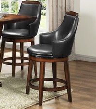 Set of 2 Bar Stools Faux Leather 24.5" Swivel Counter Height Pub Bar Chairs NEW