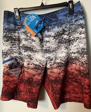 Columbia Men's PFG OffShore II Board Shorts Red White Blue FM1103-900 