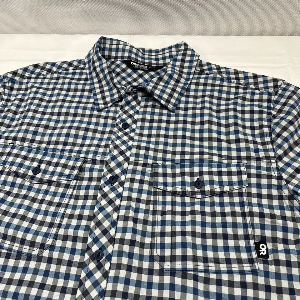 Camisa Outdoor Research Hombres XL Wanderer Manga Corta Cuadros Mezcla de Nylon Botón Foto 2 de 4