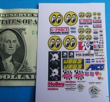 HO 1:87 Slot Car and 1/64 Diecast Cars CLEAR WATER SLIDE DECALS MOON LUCAS SMALL