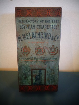 egyptian cigarettes VINTAGE EGYPTIAN CIGARETTES M MELACHRINO CO. TOBACCO TIN