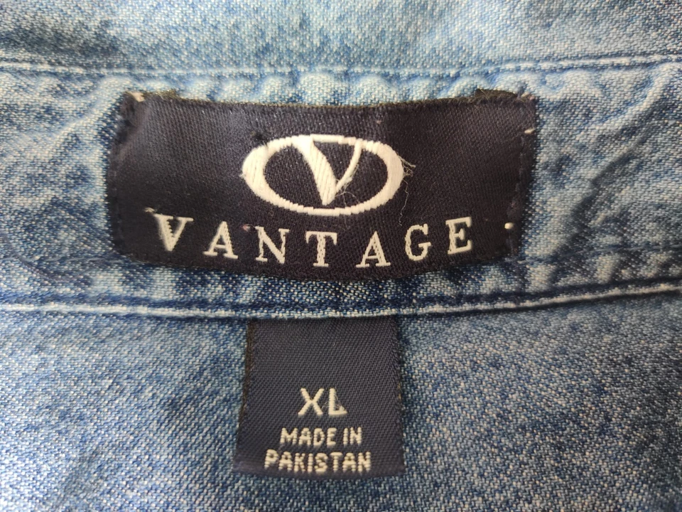 Camisa masculina Vantage denim manga longa botão ocidental XL cabo farol de Canaveral - Imagem 4 de 4