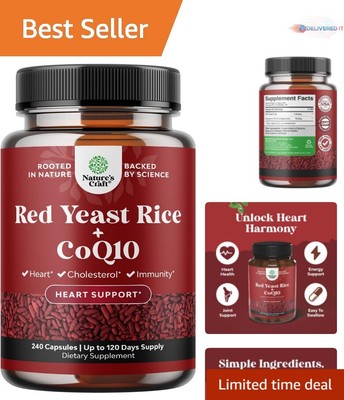 Extra Strength Red Yeast Rice 1200mg & CoQ10 100mg -  Heart Health Capsules