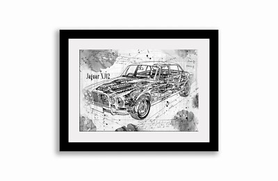 Line Tech Zeichnung Jaguar XJ12 Cutaway Kunst Poster Druck