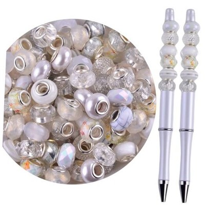 Large Hole Beads for Bracelet Jewelry Making Bulk,100pcs 15mm White Mix