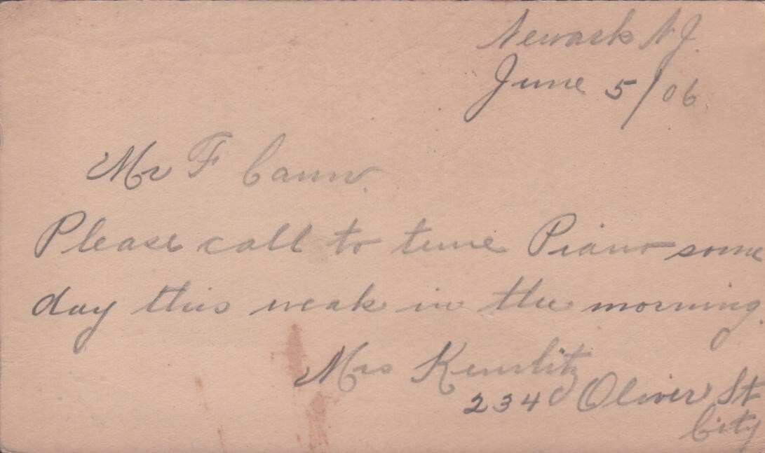 Vintage Postcard POSTAL CARD June 1906 Preprint 1¢ Stamp Cancelled