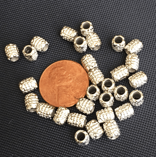 60 platinum color tube spacer beads 6x5mm with 3mm hole, bulk alloy spacer beads - Picture 2 of 2