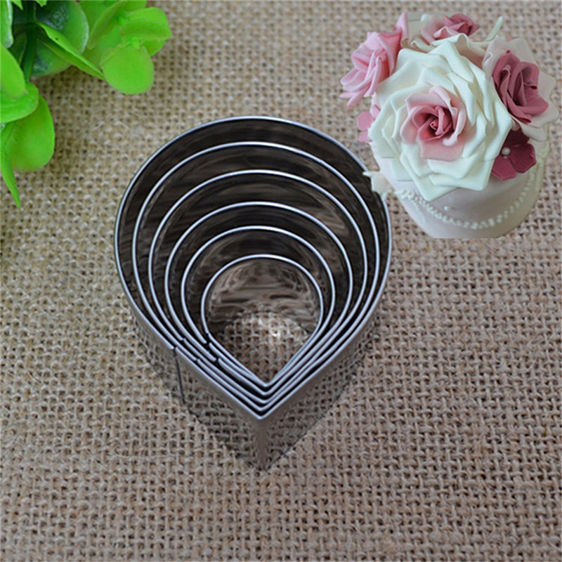 6X/Set Rose Petal Mold for Cake Decor Fondant Sugarcraft Cutters Tools