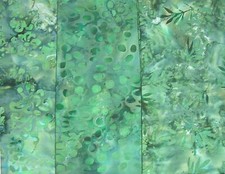 SET OF 6 FAT QUARTERS - FROM BATIK TEXTILES - TONES OF GREEN