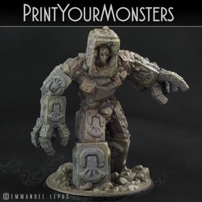 3D Printed Print Your Monsters Rock Golem - Total Golems 28mm - 32mm D&D