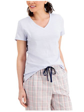 CHARTER CLUB Women's Knit V-Neck Pajama Top sz S Small Blue PJs Sleepwear